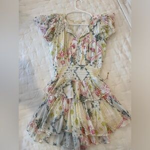 LoveShackFancy Audette Cotton Frill Mini Dress